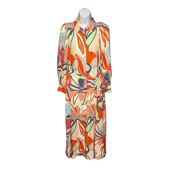ALEXIS X Target Mixed Floral Long Sleeve Robe Dress Multi Color Button Front - Picture 1 of 13